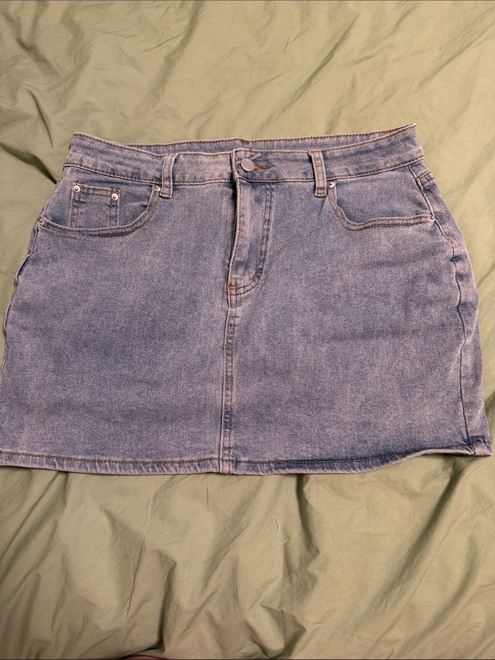 Classic Light Blue Stretchy Denim Mini Skirt
